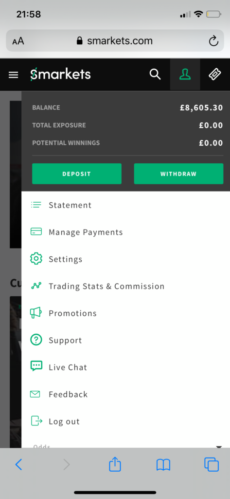 Screenshot of Smarkets balance using the horse lay betting system in 2019